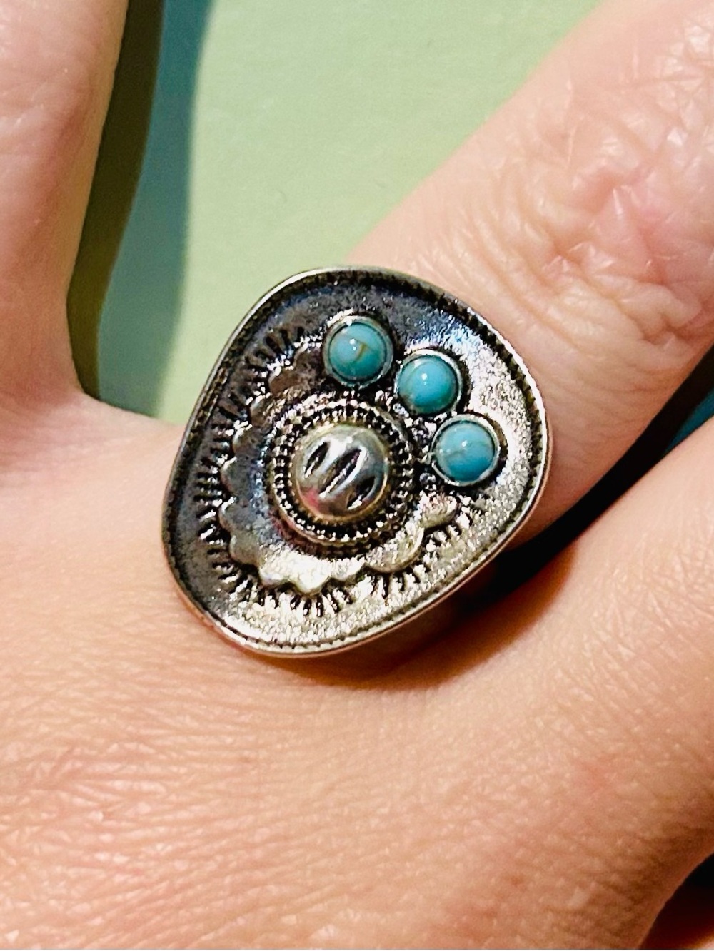 Sterling-Style Silver Turquoise Accent Women's Ring